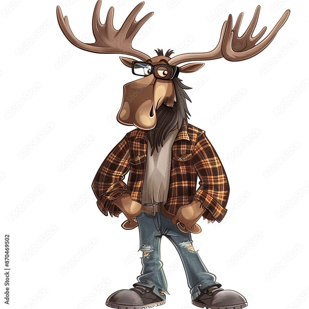 Moose Casual Chic cartoon isolated whitebackground Moose Casual Chic cartoon isolated whitebackground