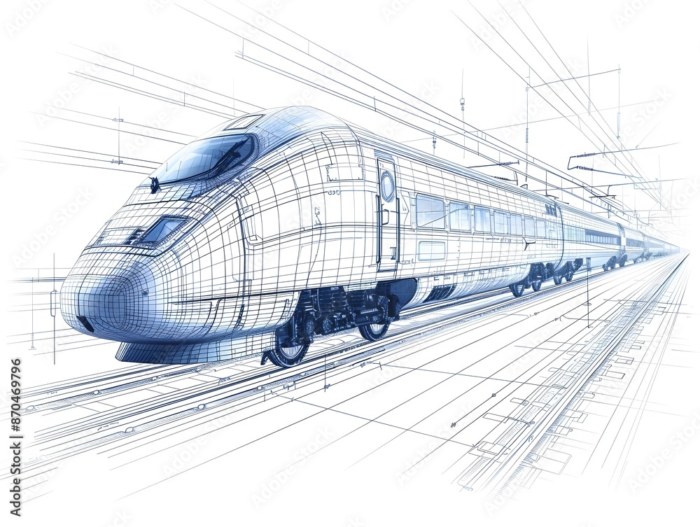 Infographic Blueprint of High Speed Train Components and Engineering Design Infographic Blueprint of High Speed Train Components and Engineering Design