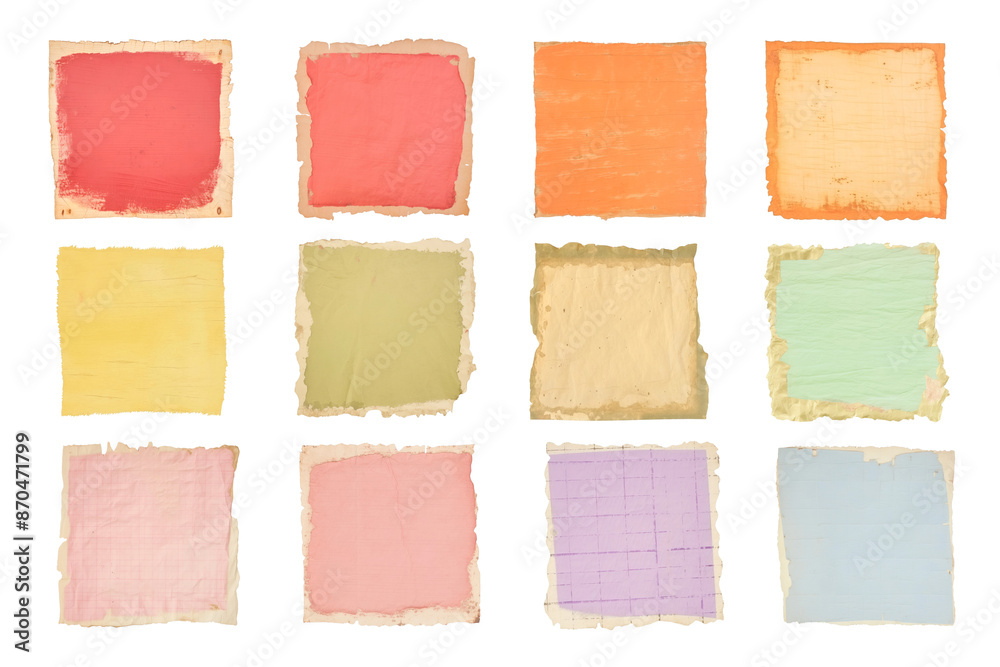 PNG pastel ripped notepaper element set, transparent background PNG pastel ripped notepaper element set, transparent background