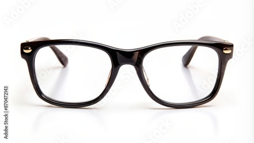 Classic black eye glasses front view, isolated , fashion, accessory, retro, vintage, style, elegant, classic, optical, eyewear