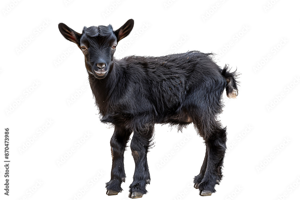 a black goat standing on a white background a black goat standing on a white background