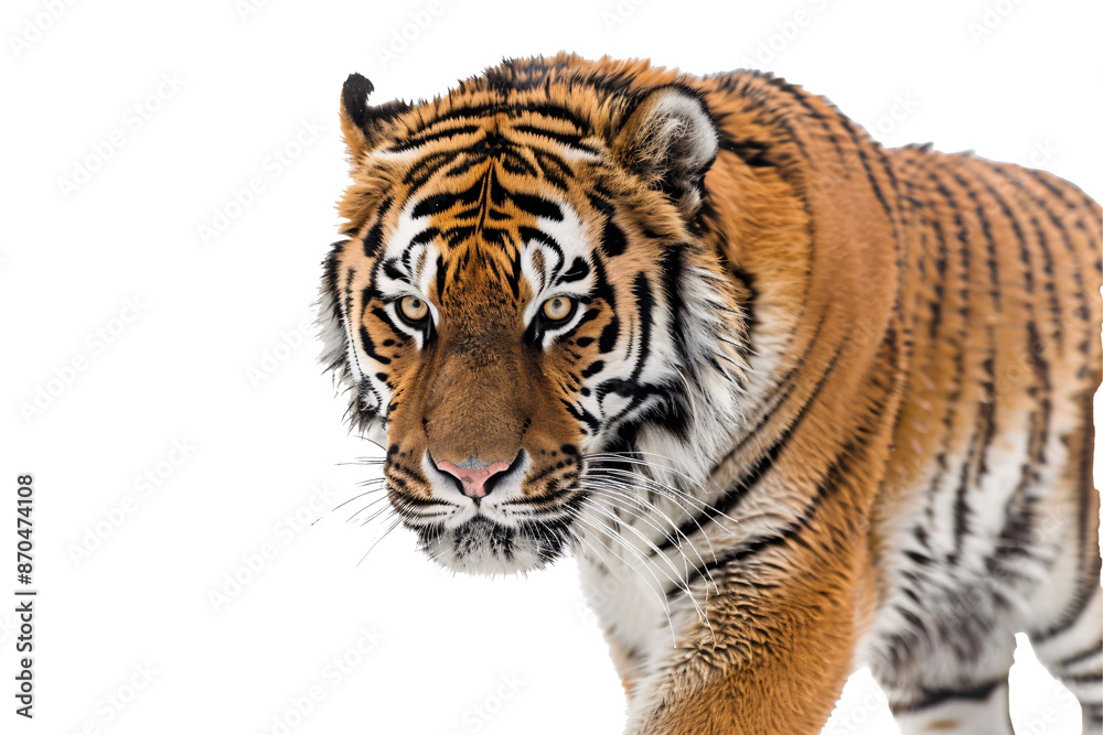 a tiger walking on a white background a tiger walking on a white background