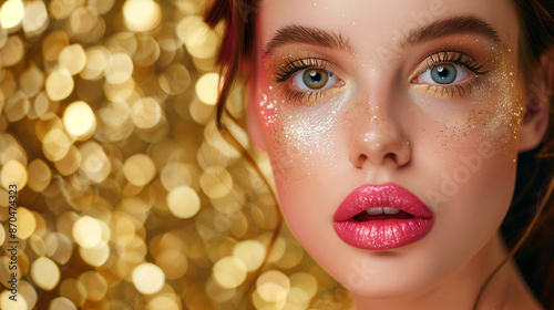 woman with gold and pink lips © Jeanette