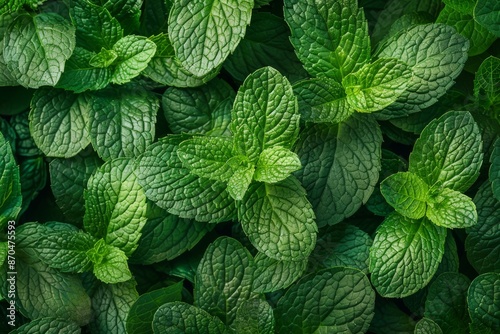 Fresh Green Mint Leaves Background. Natural and Refreshing.