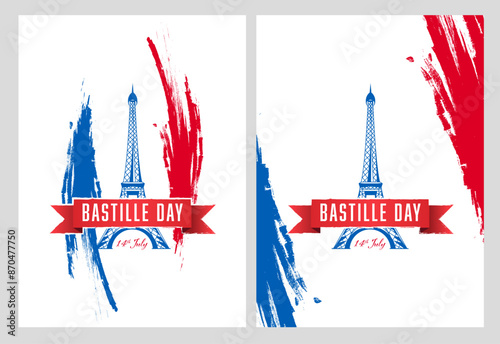 Bastille day party poster flyer or social media post design. France Independence Day Vector Illustration