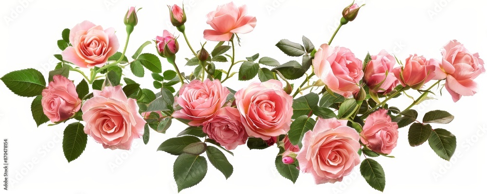 Pink rose floral arrangement isolated on white/transparent background