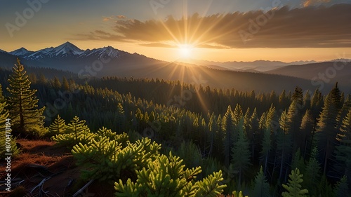 Sunlit Forest Path at Sunrise