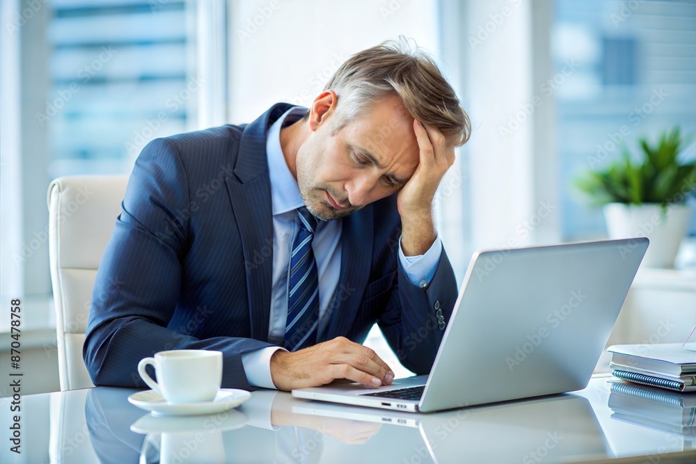 Tired corporate professional in discomfort
Tired corporate professional in discomfort