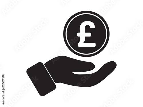pound coin on hands British pound dropping coin line icon. Pound Coin Payment Hand glyph icon, vector icon from business collection for web, mobile apps and ui.