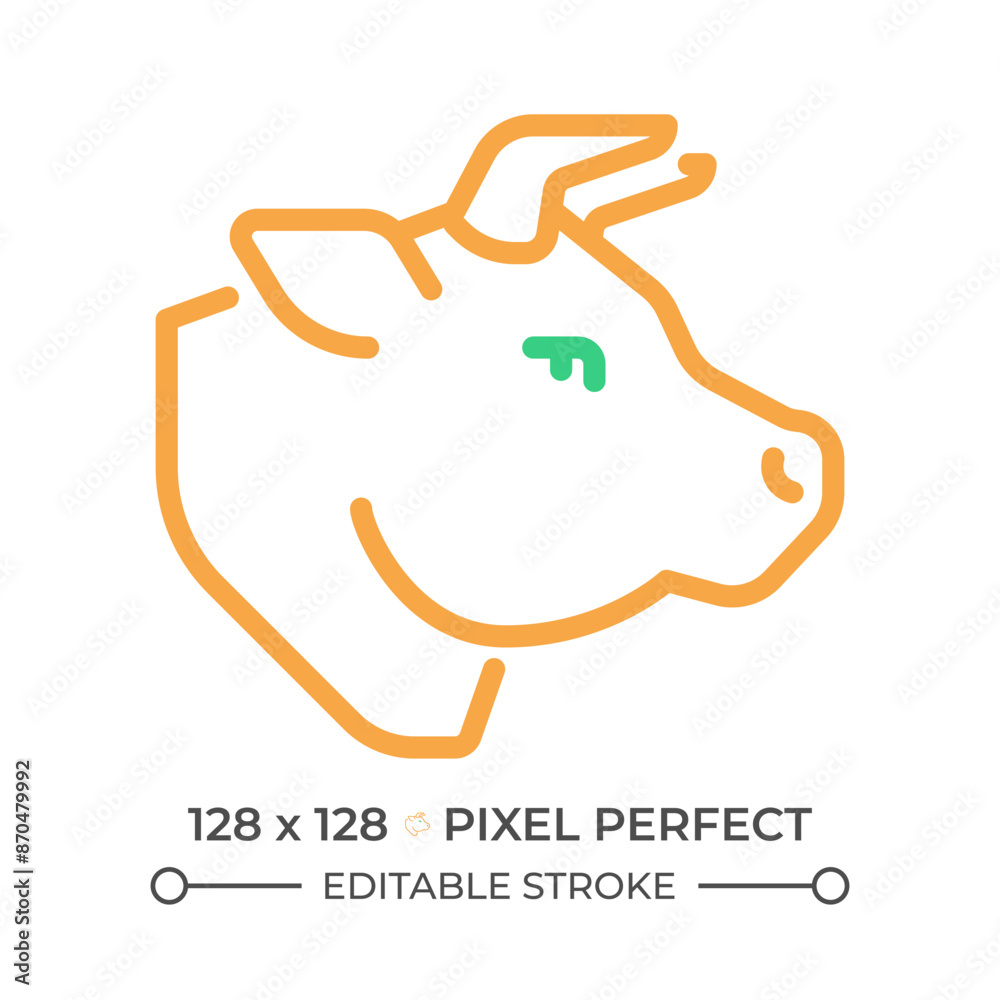 Beef two color line icon. Cattle ranching. Meat section. Cow head. Steak house. Deli product. bicolor outline symbol. Duotone linear pictogram. Isolated illustration. Editable stroke Beef two color line icon. Cattle ranching. Meat section. Cow head. Steak house. Deli product. bicolor outline symbol. Duotone linear pictogram. Isolated illustration. Editable stroke