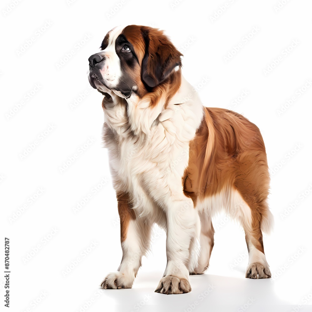 St bernard dog breed standing against white background St bernard dog breed standing against white background