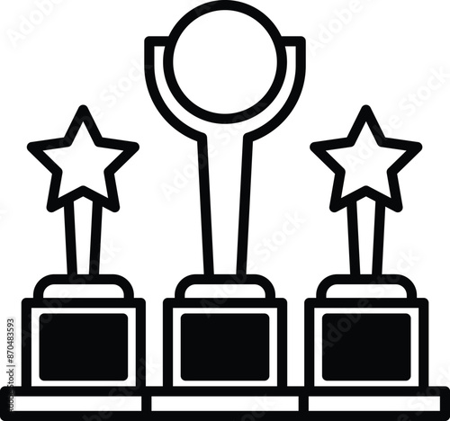 Three tall black and white trophies are shown with a star in the middle