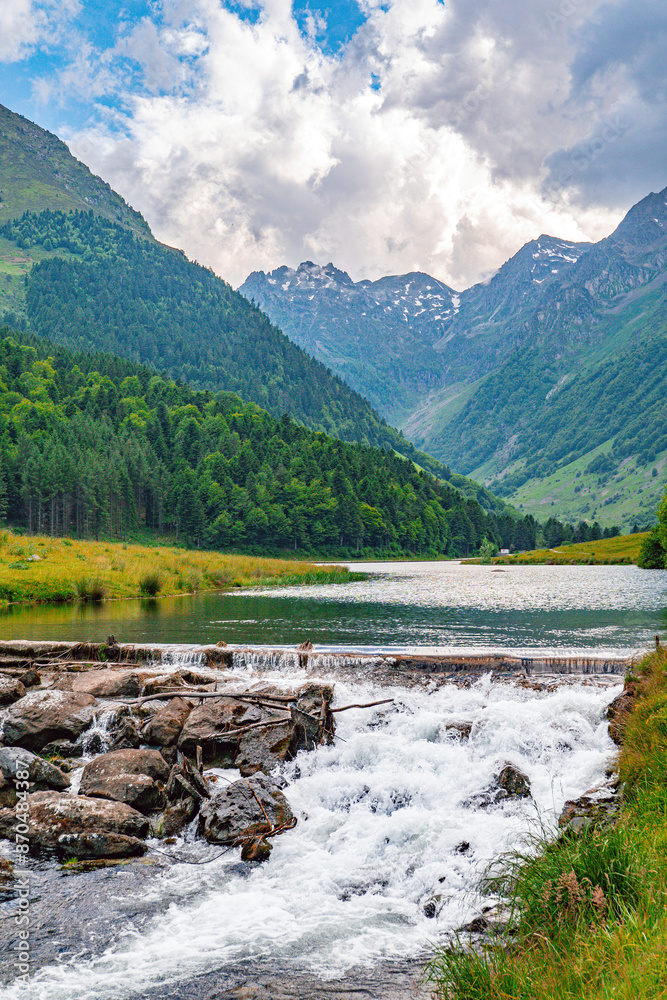 Fototapeta premium Outfall from the Lac d'Estaing, Hautes-Pyrénées, France.