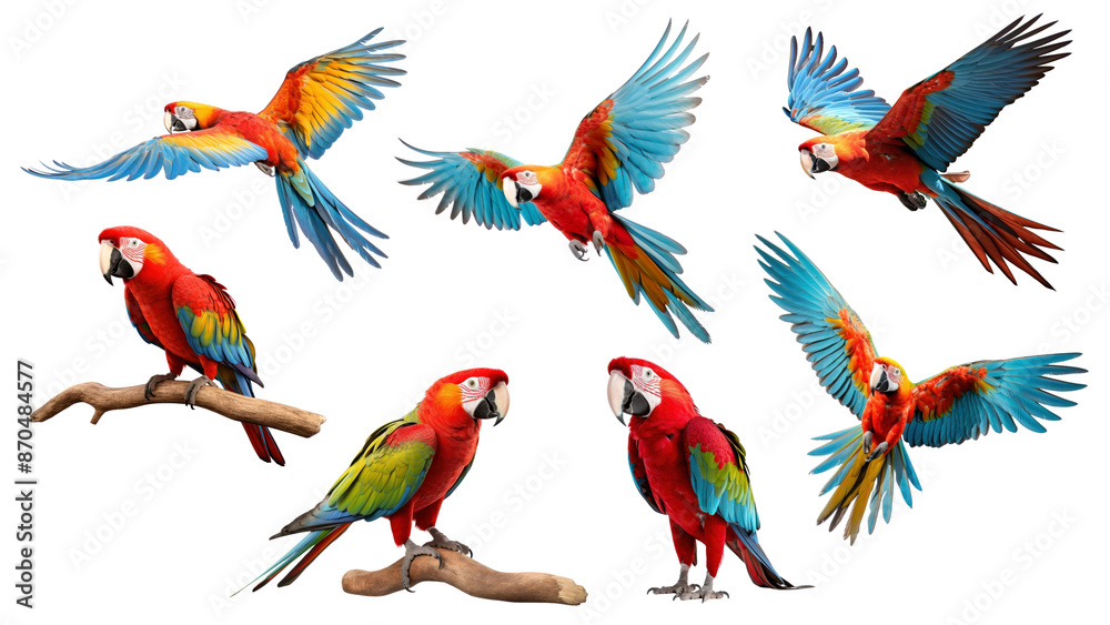 Obraz premium Macaw parrot png element set, transparent background