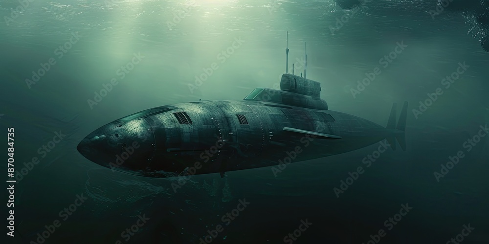 Deep Sea Submarine in Mysterious Waters Deep Sea Submarine in Mysterious Waters
