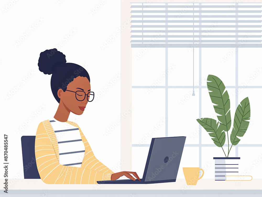 Portrait of an african american woman working with laptop at home Portrait of an african american woman working with laptop at home