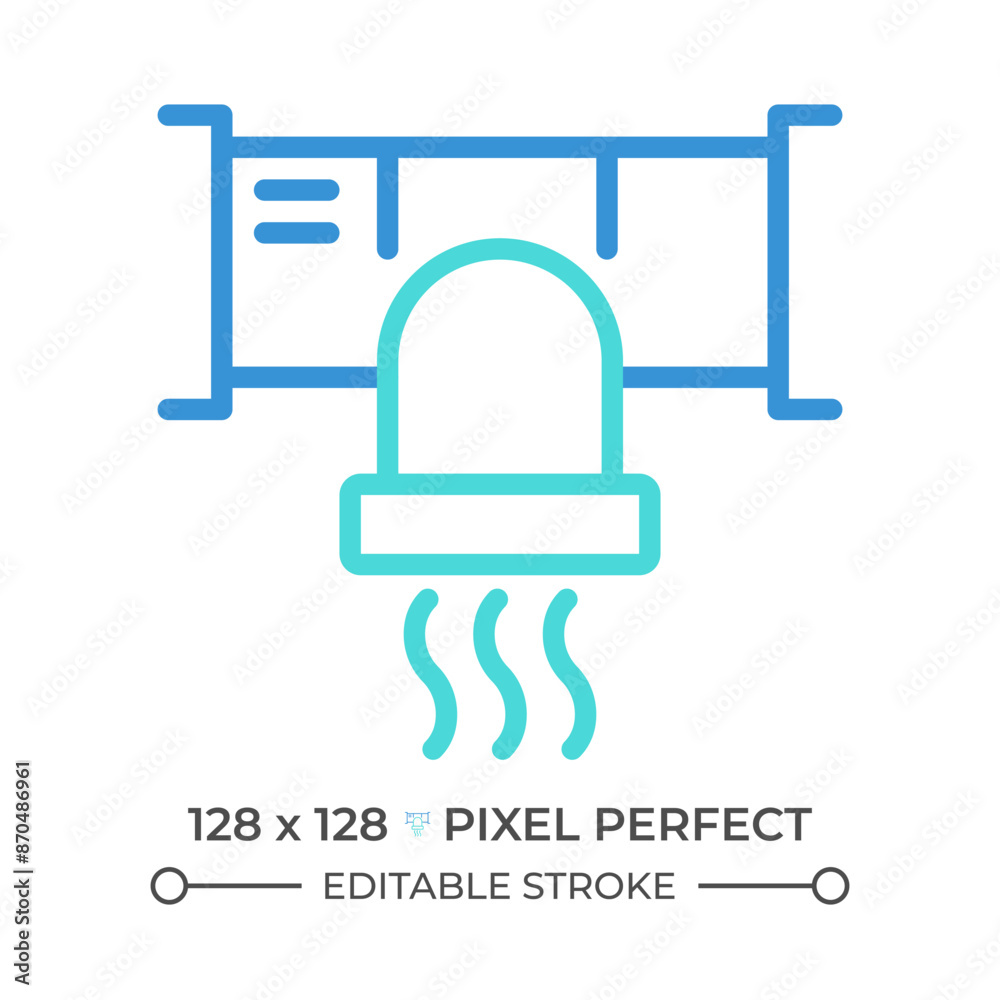 Air duct system two color line icon. Hvac system. House ventilation. Temperature control. Commercial building bicolor outline symbol. Duotone linear pictogram. Isolated illustration. Editable stroke Air duct system two color line icon. Hvac system. House ventilation. Temperature control. Commercial building bicolor outline symbol. Duotone linear pictogram. Isolated illustration. Editable stroke
