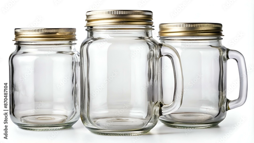 Three glass mason jars on an isolated background Three glass mason jars on an isolated background