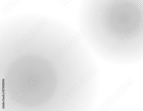Set of circular gray halftone dot backgrounds.　1