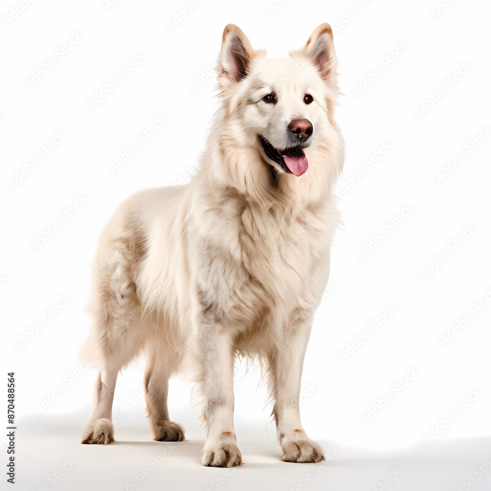 Tatra shepherd dog breed standing against white background, AI Generated Tatra shepherd dog breed standing against white background, AI Generated
