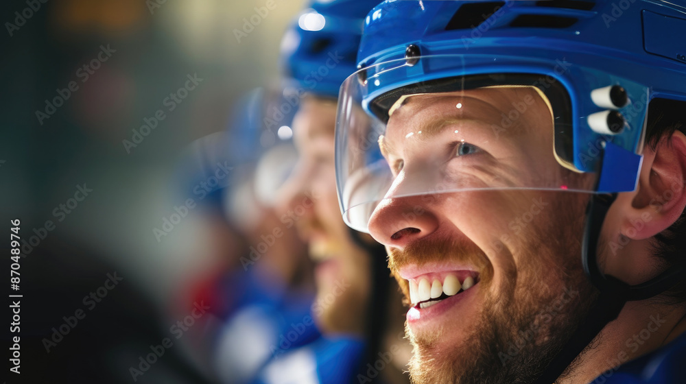 Joyful Ice Hockey Player Practicing with a Smile Joyful Ice Hockey Player Practicing with a Smile