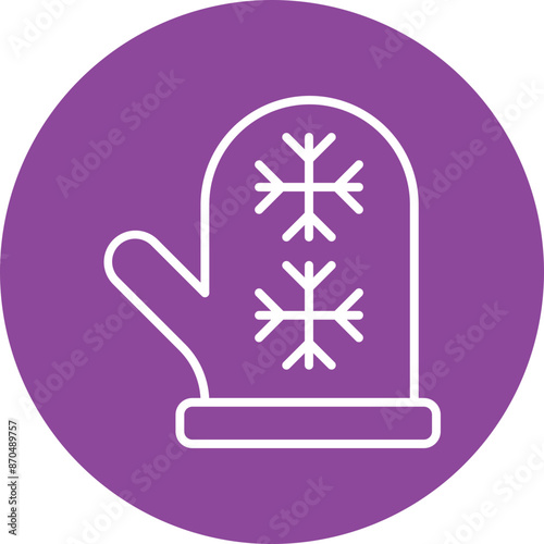 Mitten line circle icon