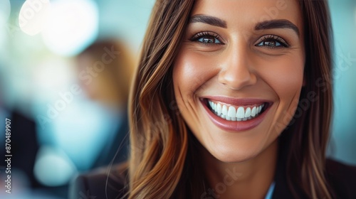 Corporate Success: Smiling Businesswoman in Professional Attire