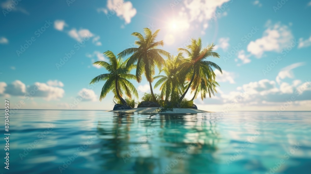 Serene Island Scene with Blue Skies Serene Island Scene with Blue Skies