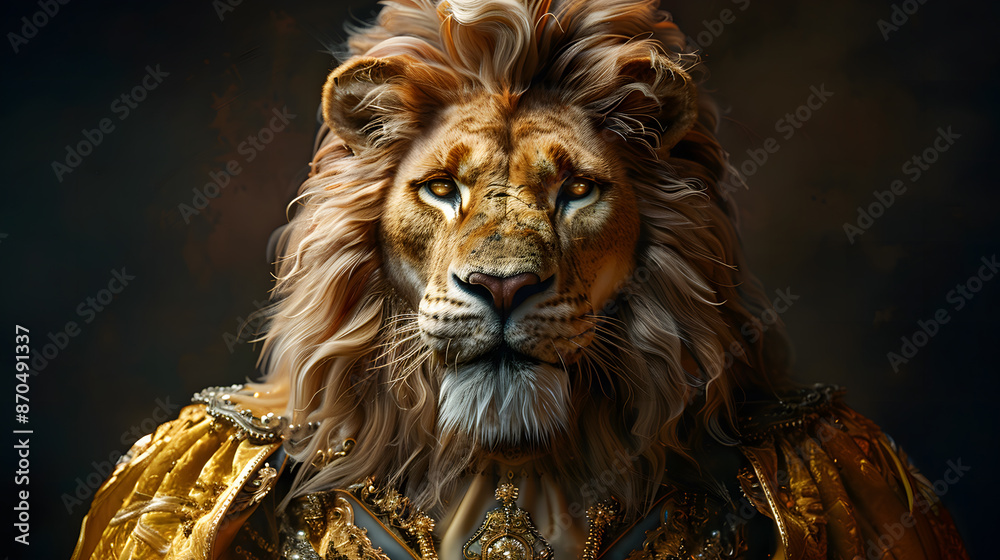 A super-luxury rich lion dressed in a gorgeous suit A super-luxury rich lion dressed in a gorgeous suit