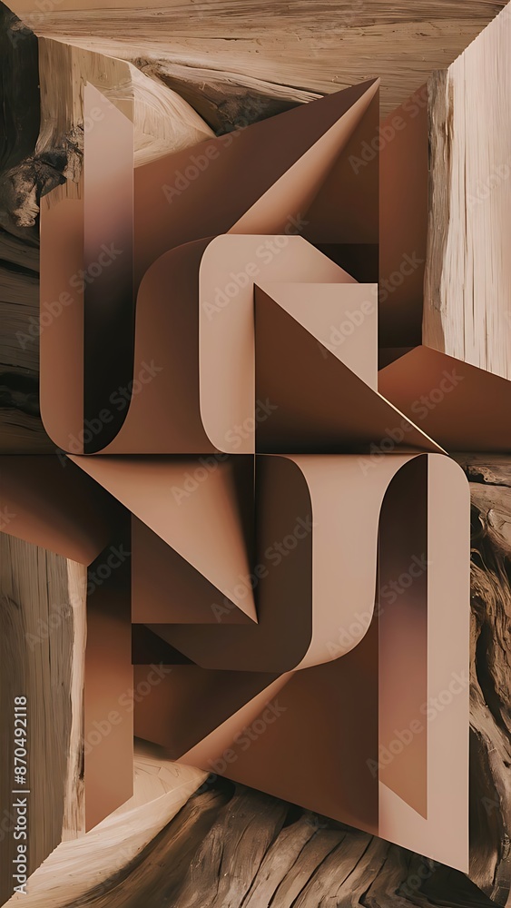 Fototapeta premium Geometric Shapes with Natural Wood Textures Background Wallpaper