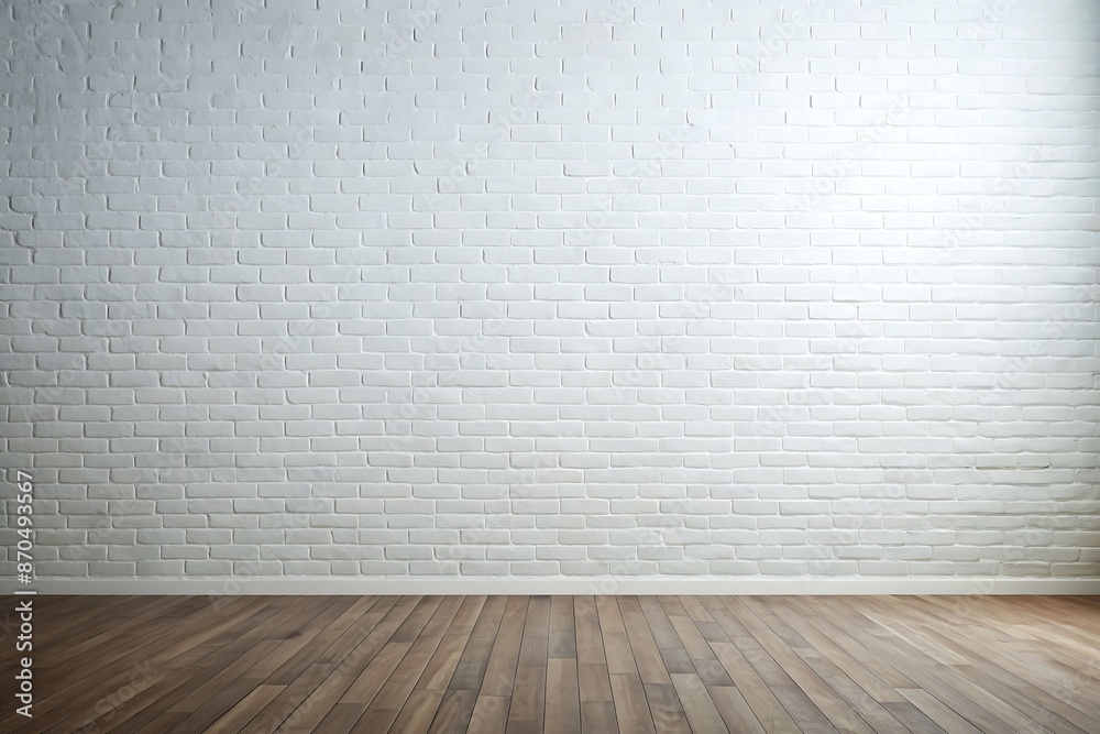 White Brick Wall with Wooden Floor. White Brick Wall with Wooden Floor.