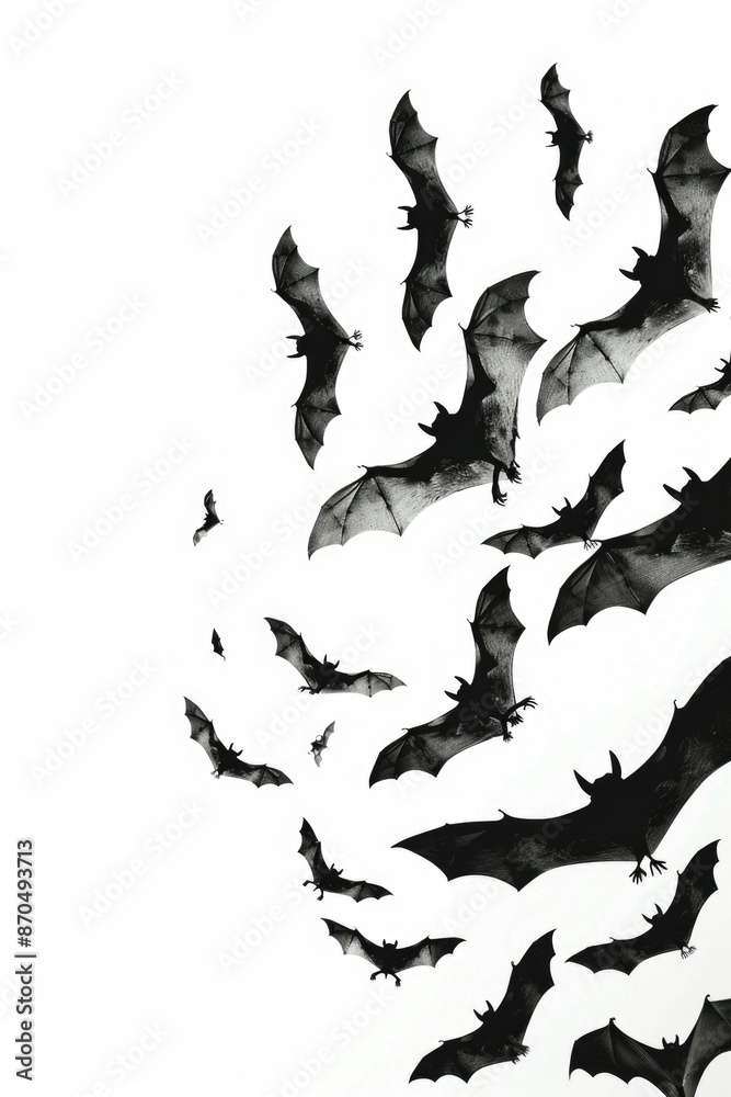 Flock of bats in flight Flock of bats in flight