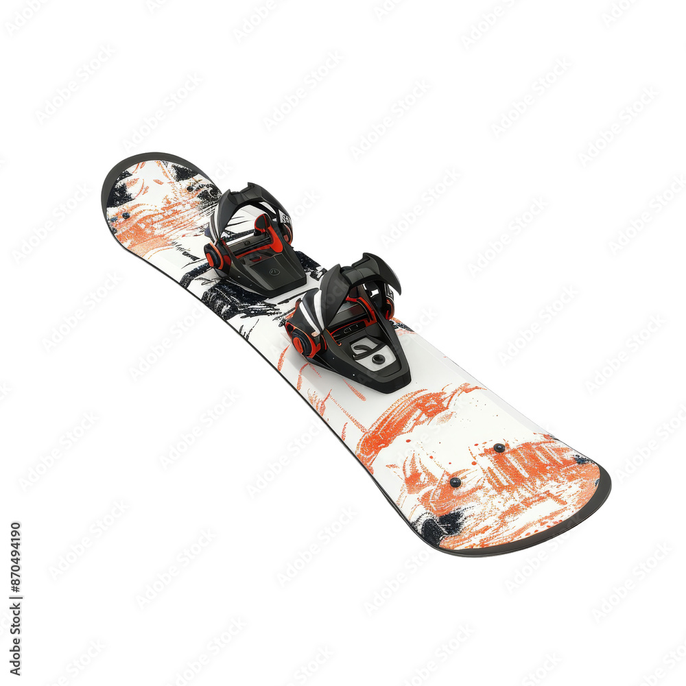 Naklejka premium High-quality snowboard with colorful design, featuring secure bindings, perfect for winter sports and snowy adventures.