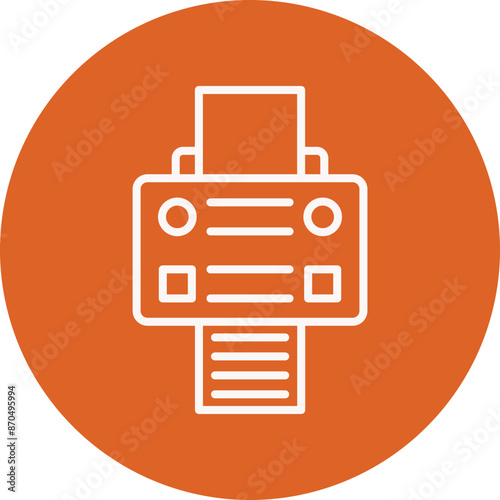 Printer line circle icon
