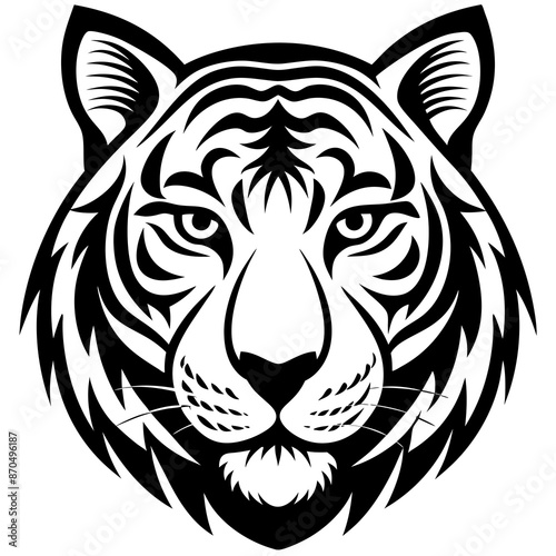 Head of a Tiger Vector Illustration: Majestic Big Cat Art