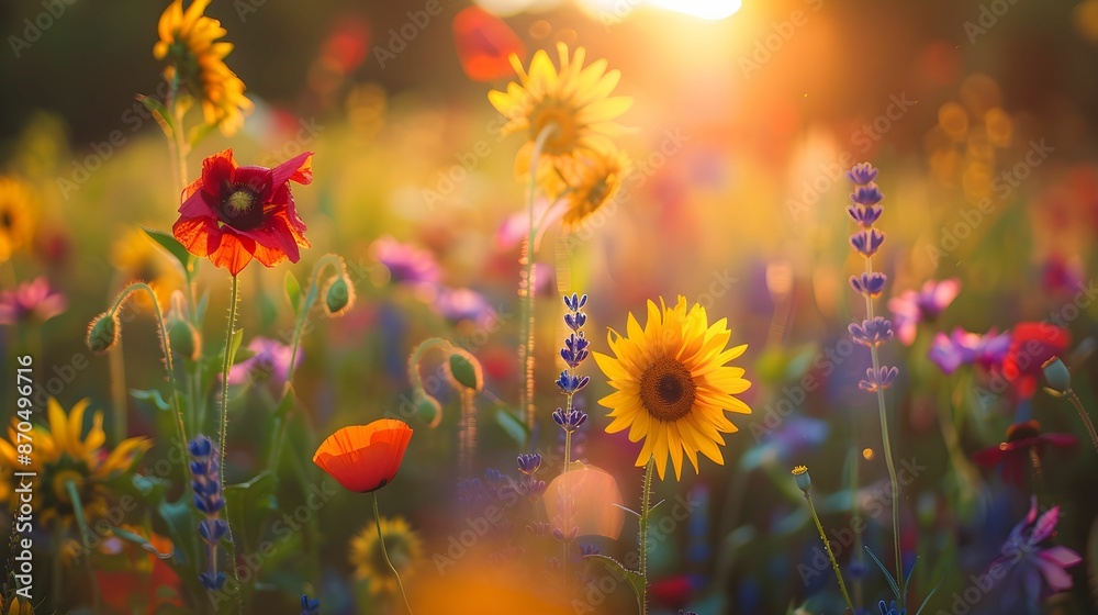 Vibrant Wildflower Meadow in Full Bloom Under Sunny Skies
Vibrant Wildflower Meadow in Full Bloom Under Sunny Skies