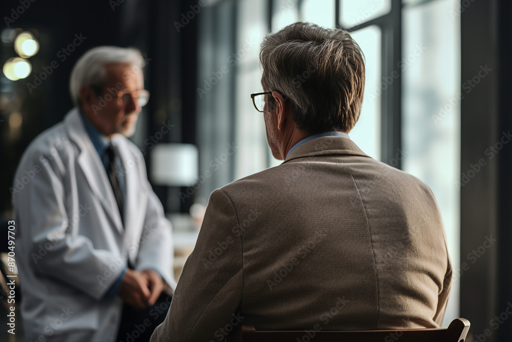 Generated with AI portrait of elderly man in clinic or hospital