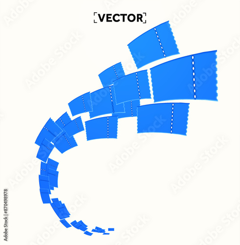 3d flying coupons, rising wave of blank coupons, isolated on white background. Unlimited discount vouchers. 3d vector illustration. Vector illustration