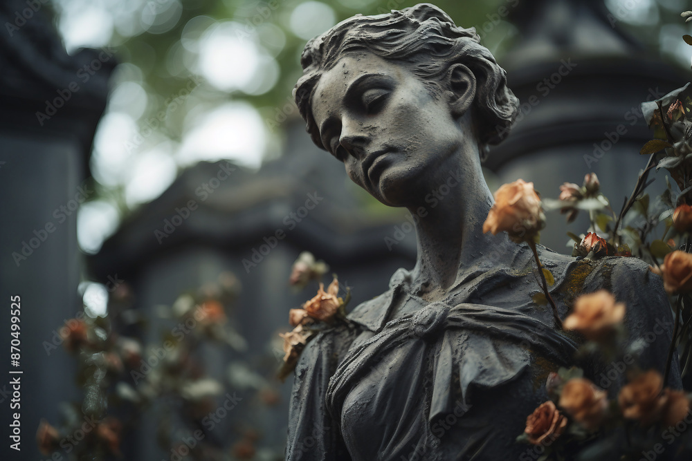 AI generated image of a statue at the cemetery AI generated image of a statue at the cemetery