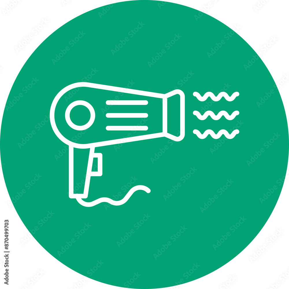 Hair dryer line circle icon
