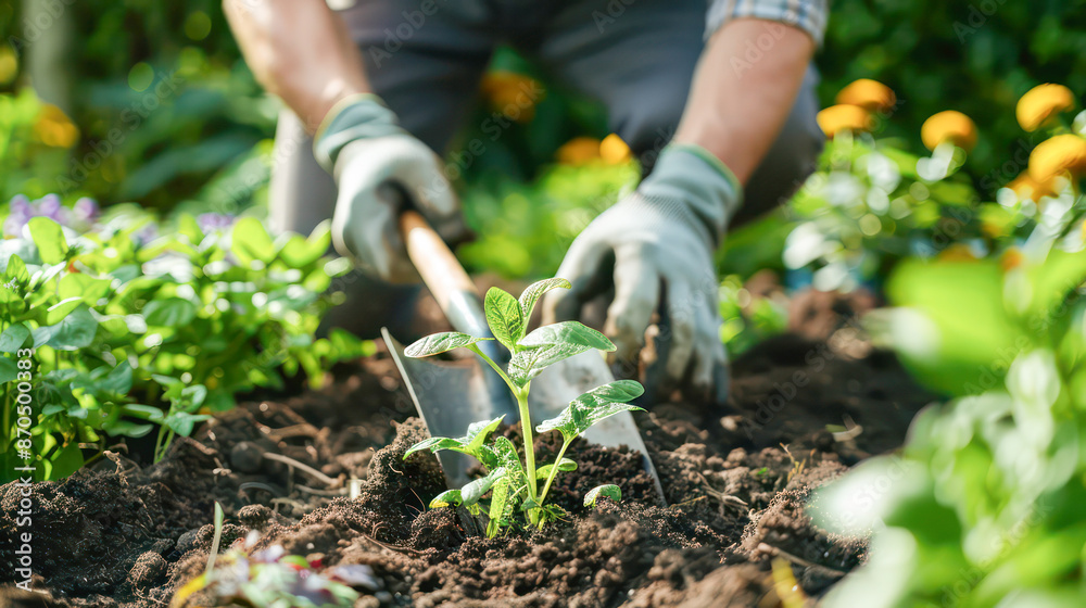 farming, gardening, agriculture and people concept - man with shovel digging garden bed or farm.Generative AI farming, gardening, agriculture and people concept - man with shovel digging garden bed or farm.Generative AI