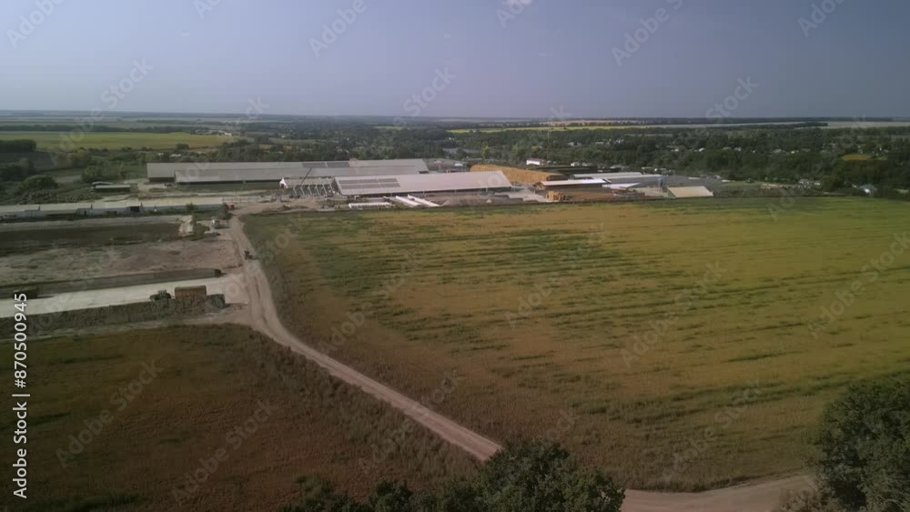 Dairy Farm aerial view. Corn silage packing. Feeding for cows Dairy Farm aerial view. Corn silage packing. Feeding for cows