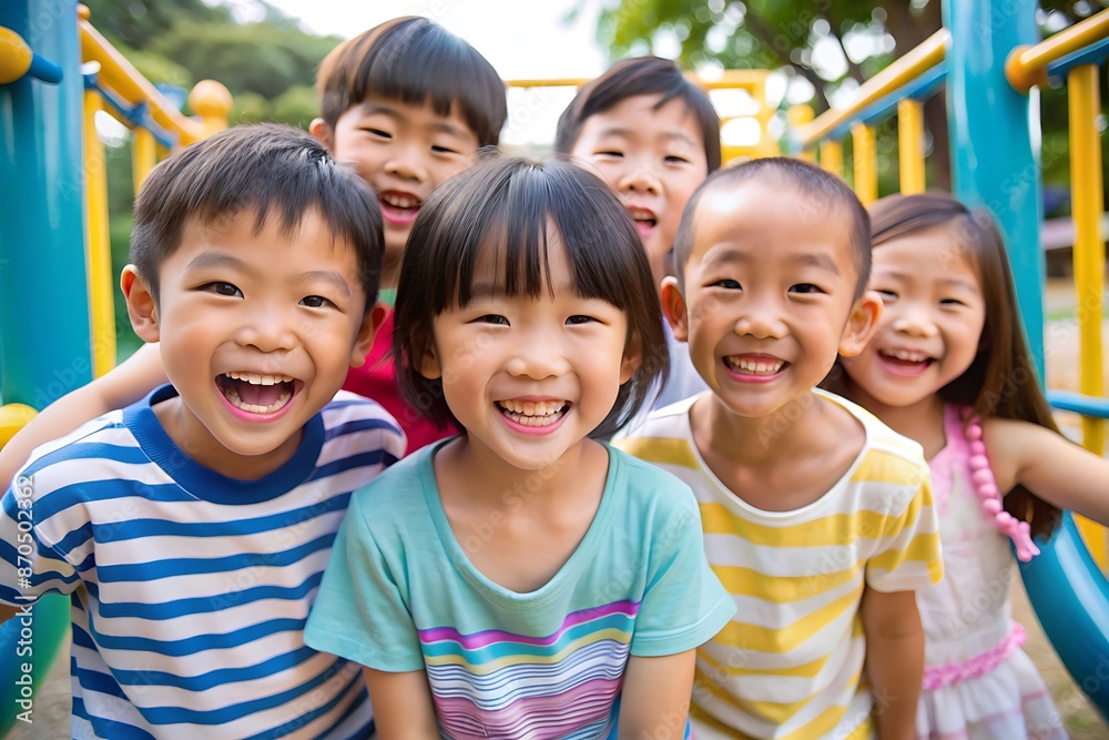 Happy Kids Playing on a Playground. Happy Kids Playing on a Playground.