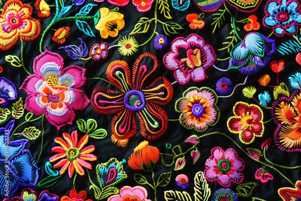 Close-up of embroidered fabric Close-up of embroidered fabric
