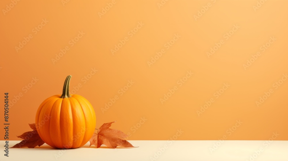 A fall banner with a clean layout showcasing a single pumpkin and subtle advertising empty space for text
A fall banner with a clean layout showcasing a single pumpkin and subtle advertising empty space for text