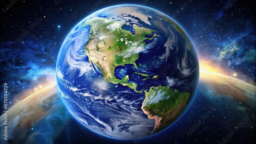 Fototapeta premium Beautiful image of the Earth from space, Earth, planet, space, globe, environment, blue marble, aerial view