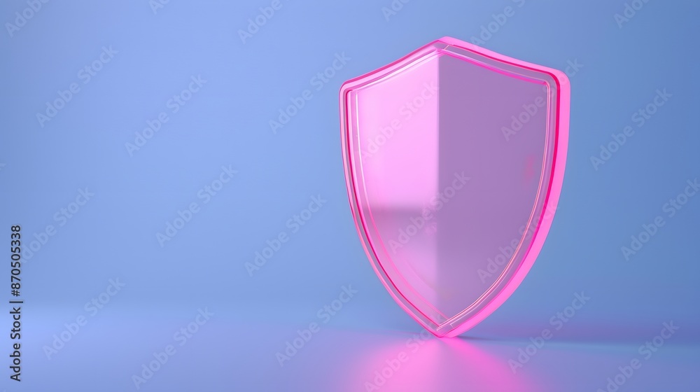 Pink shield emblem on blue background symbolizing protection and security. Minimalist design for cybersecurity, safety, and defense concepts. Pink shield emblem on blue background symbolizing protection and security. Minimalist design for cybersecurity, safety, and defense concepts.