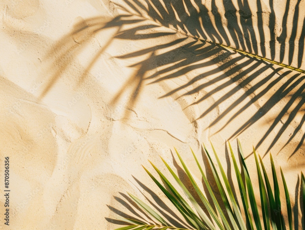 Obraz premium Palm Leaf Shadow on Wall