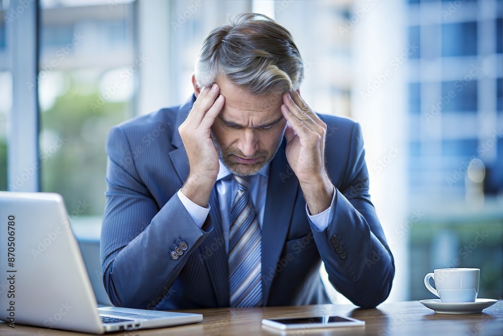 Businessman in pain from headache
Businessman in pain from headache