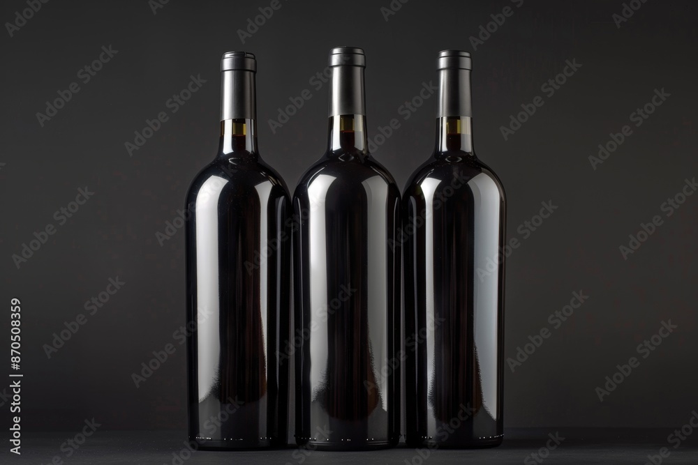 Elegant wine bottles on dark background Elegant wine bottles on dark background